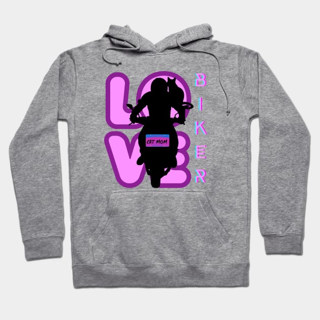 BIKER AND BEST CAT MOM MOTORCYCLE RIDER PURPLE Hoodie by DAZu